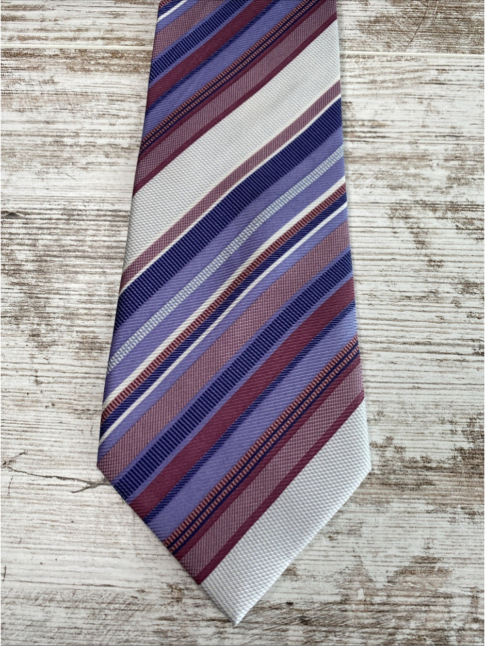Bijoux Terner Mens Silk Tie Purple Pink Blue Diagonal Striped Classic Necktie 60